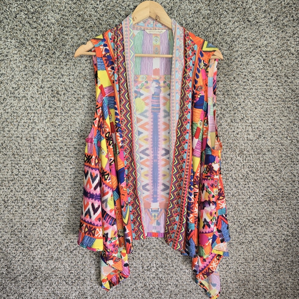 Soft Surroundings Vest Womens One Size Copa Cabana Multicolored Open Front